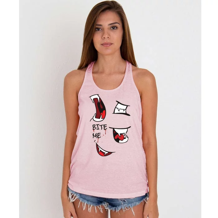 Halloween Bite Me Cute Gift Women's Knotted Racerback Tank