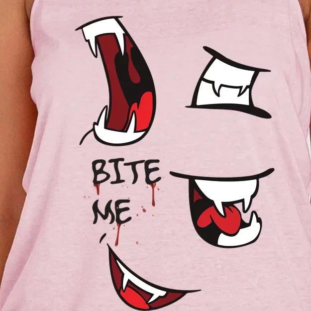 Halloween Bite Me Cute Gift Women's Knotted Racerback Tank