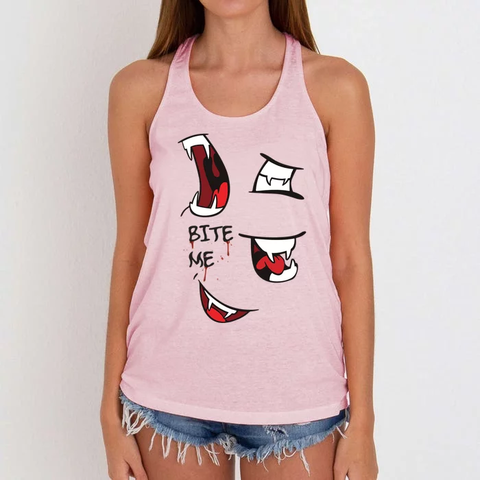 Halloween Bite Me Cute Gift Women's Knotted Racerback Tank