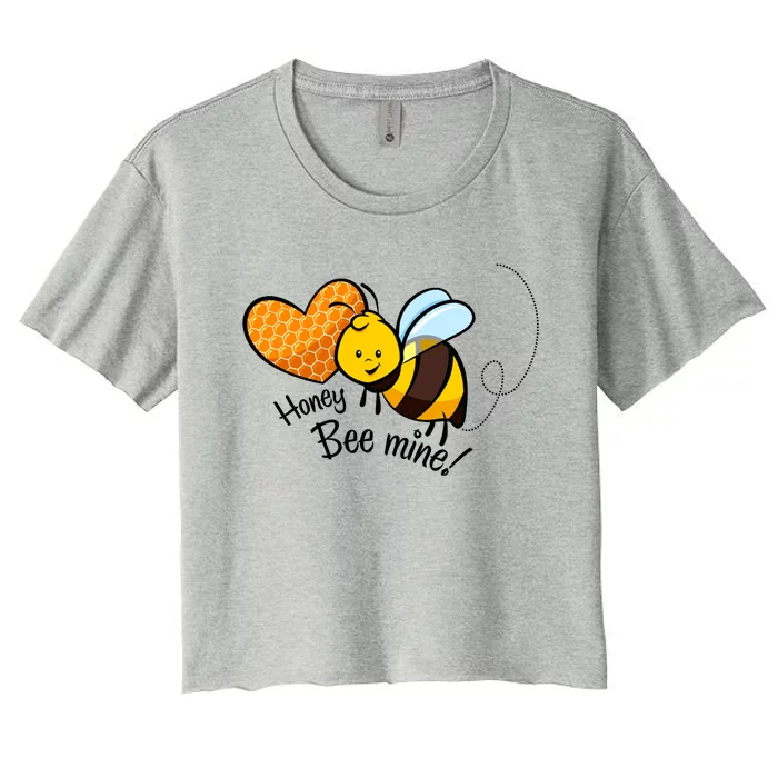 Honey Bee Mine! Couples Valentine's Day Bumble Bee Graphic Cool Gift Women's Crop Top Tee