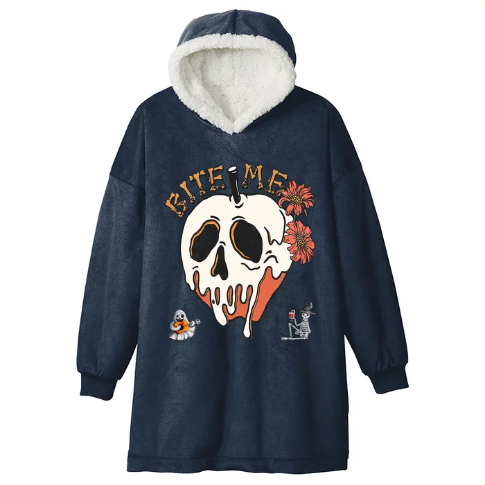 Halloween Bite Me Funny Design Meaningful Gift Hooded Wearable Blanket