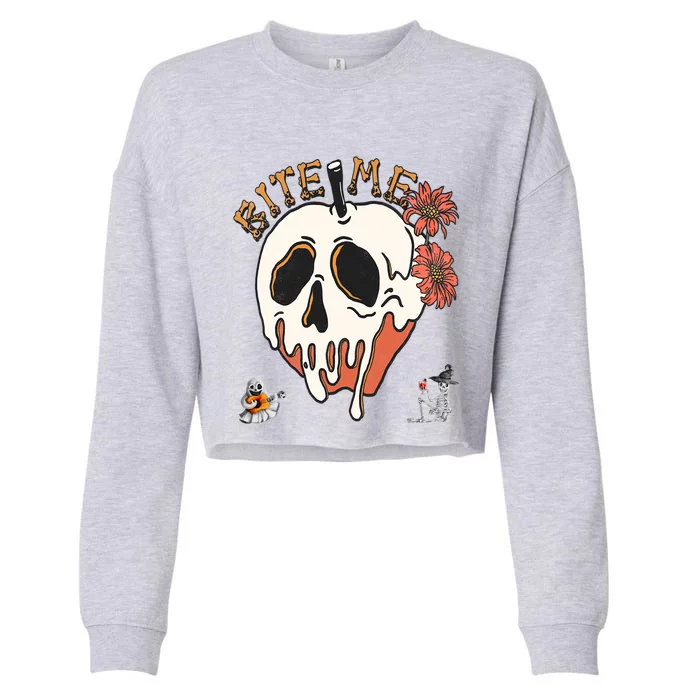 Halloween Bite Me Funny Design Meaningful Gift Cropped Pullover Crew