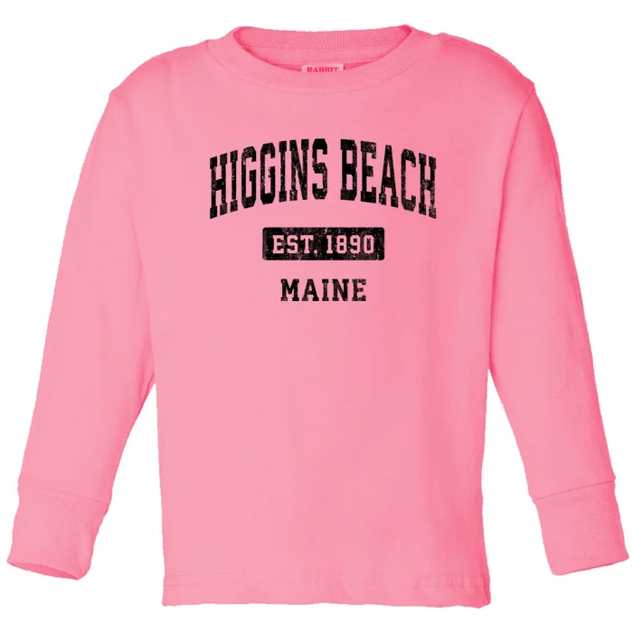 Higgins Beach Maine Me Vintage Sports Established Toddler Long Sleeve Shirt