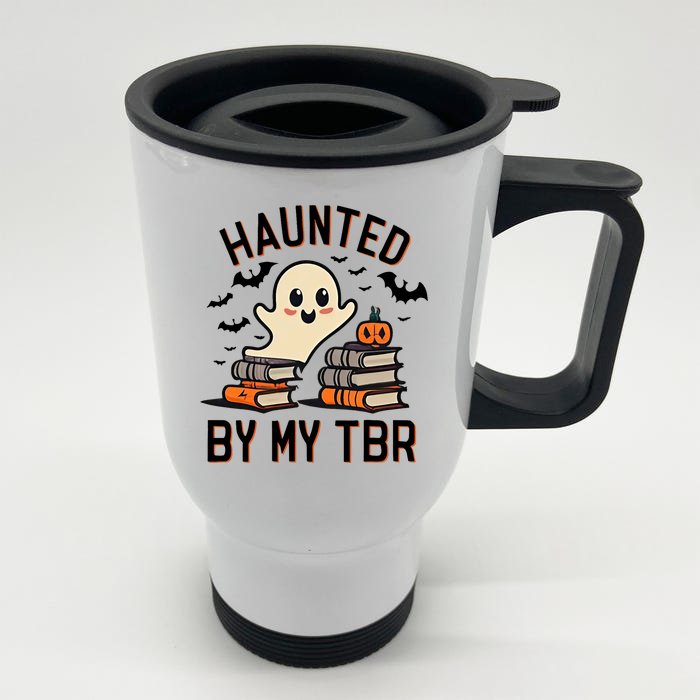 Haunted By My Tbr Boo Halloween Book Front & Back Stainless Steel Travel Mug