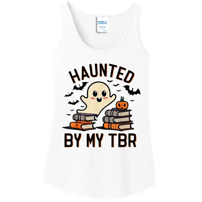 Haunted By My Tbr Boo Halloween Book Ladies Essential Tank