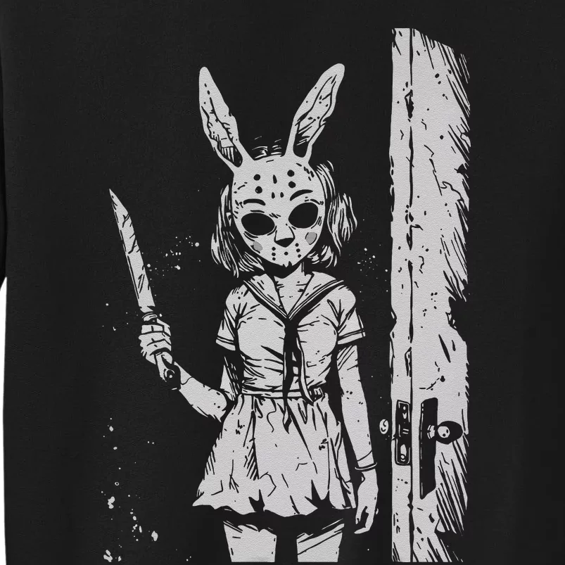 Horror Bunny Mask Rabbit Alt Goth Slasher Creepy Anime Tall Sweatshirt