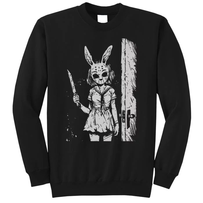 Horror Bunny Mask Rabbit Alt Goth Slasher Creepy Anime Tall Sweatshirt