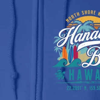 Hanalei Bay North Shore Kauai Hawaii Retro Sun Surf Fishing Gift Full Zip Hoodie