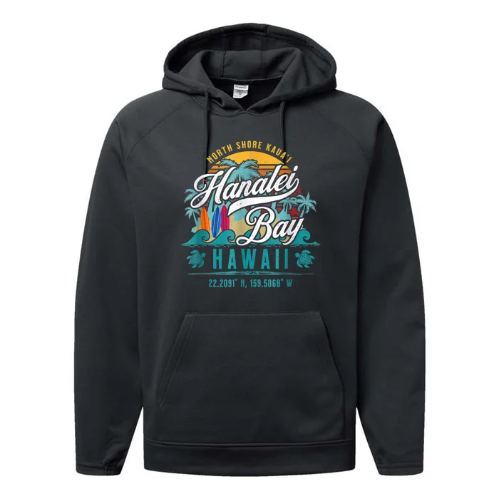 Hanalei Bay North Shore Kauai Hawaii Performance Fleece Hoodie