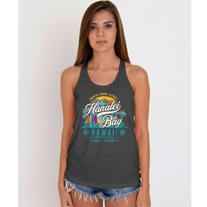 Hanalei Bay North Shore Kauai Hawaii Women's Knotted Racerback Tank