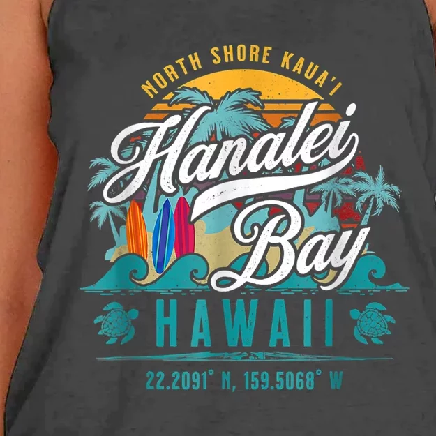 Hanalei Bay North Shore Kauai Hawaii Women's Knotted Racerback Tank