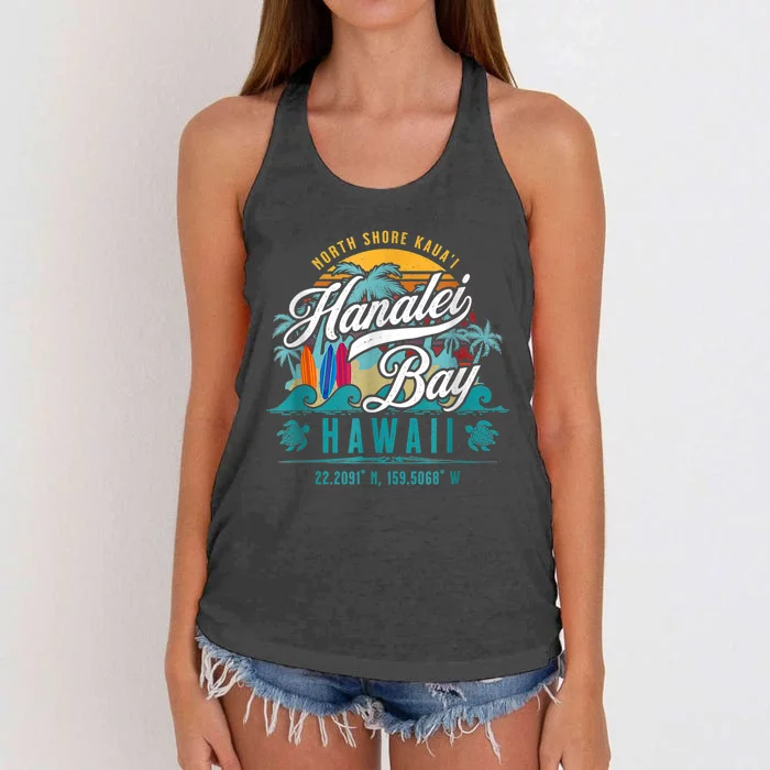 Hanalei Bay North Shore Kauai Hawaii Women's Knotted Racerback Tank