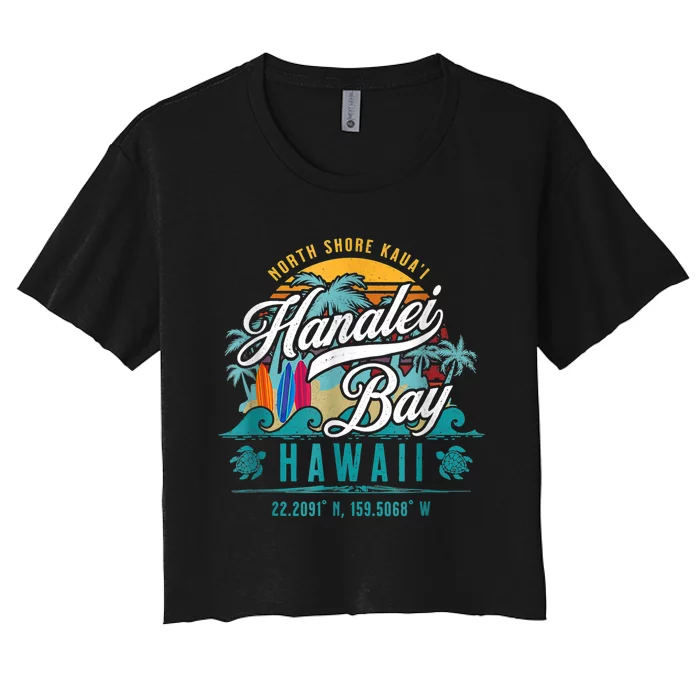 Hanalei Bay North Shore Kauai Hawaii Women's Crop Top Tee