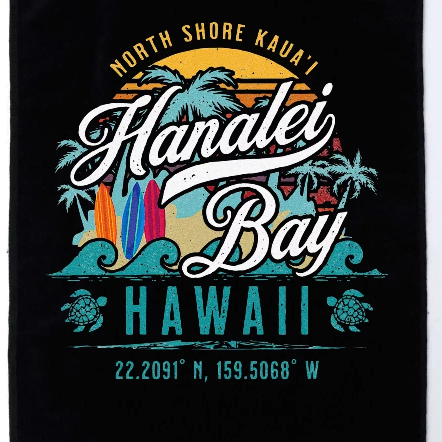 Hanalei Bay North Shore Kauai Hawaii Retro Sun Surf Fishing Platinum Collection Golf Towel