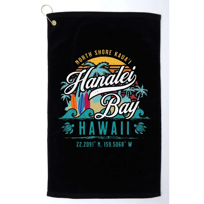 Hanalei Bay North Shore Kauai Hawaii Retro Sun Surf Fishing Platinum Collection Golf Towel