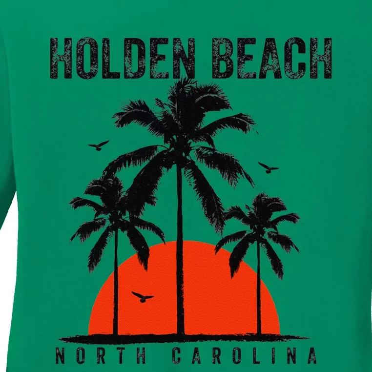 Holden Beach North Carolina Surfing Surfboarding Ladies Long Sleeve Shirt