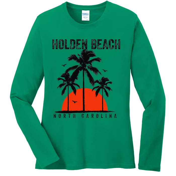 Holden Beach North Carolina Surfing Surfboarding Ladies Long Sleeve Shirt