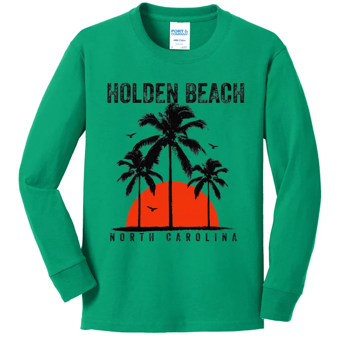 Holden Beach North Carolina Surfing Surfboarding Kids Long Sleeve Shirt