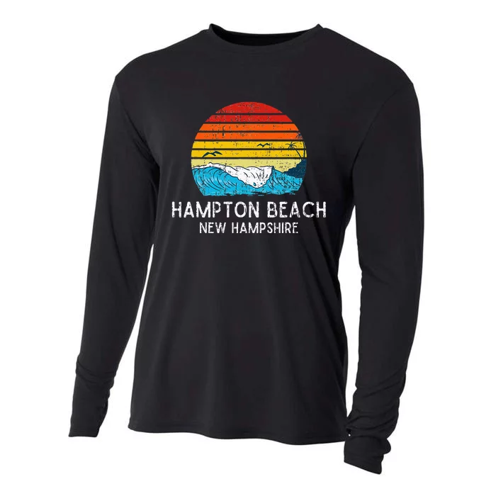 Hampton Beach NH Vintage Beach Ocean Family Vacation Cooling Performance Long Sleeve Crew