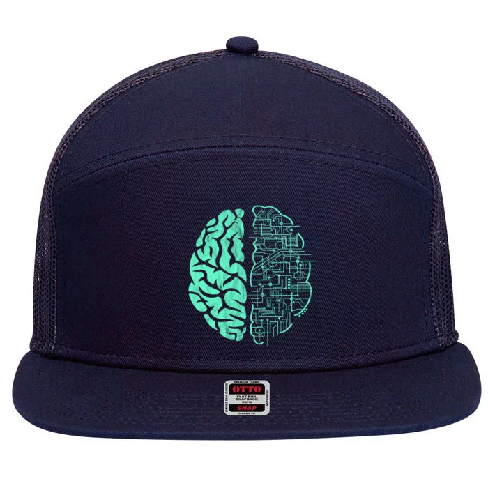 Hu Brain Neuroscience Gift Anatomy Class Student Teacher Gift 7 Panel Mesh Trucker Snapback Hat