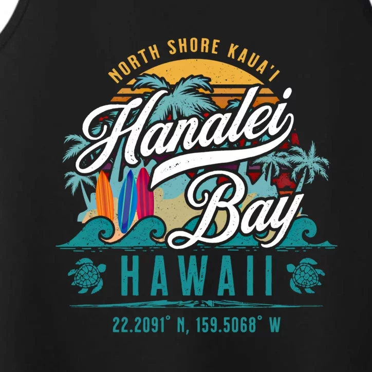 Hanalei Bay North Shore Kauai Hawaii Retro Sun Surf Fishing Meaningful Gift Performance Tank