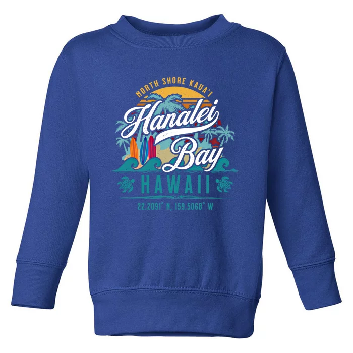 Hanalei Bay North Shore Kauai Hawaii Retro Sun Surf Fishing Meaningful Gift Toddler Sweatshirt