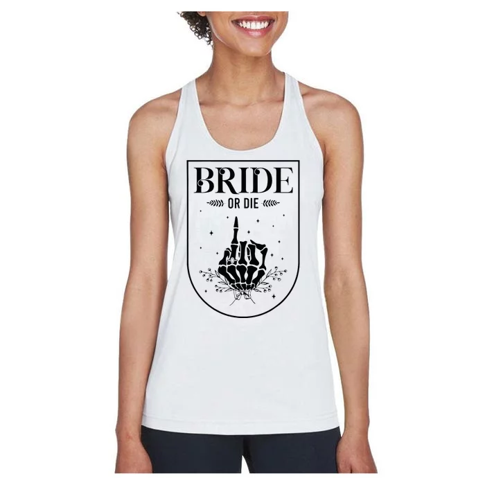 Halloween Bride Or Die Gothic Bachelorette Party Matching Women's Racerback Tank