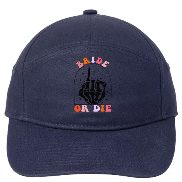 Halloween Bride Or Die Retro Bachelorette Matching 7-Panel Snapback Hat