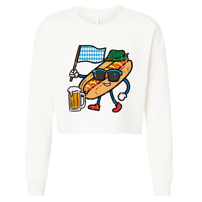 Hotdog Bavarian Octoberfest German Oktoberfest Cropped Pullover Crew