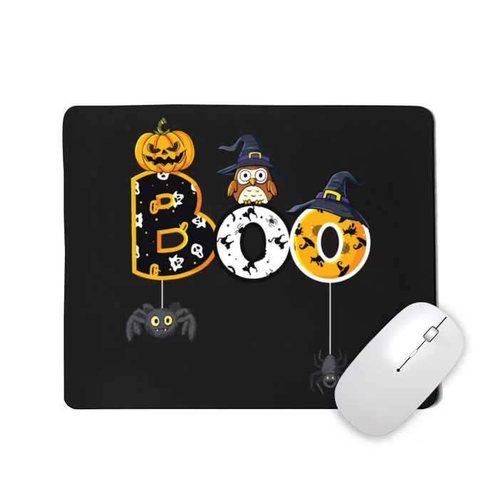 Halloween Boo Owl With Witch Hat Spiders Boy Girls Kids Mousepad