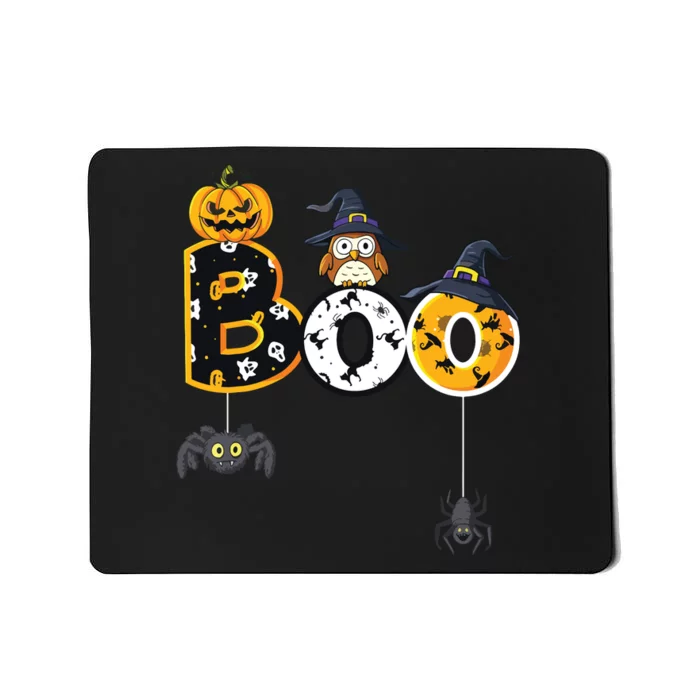 Halloween Boo Owl With Witch Hat Spiders Boy Girls Kids Mousepad