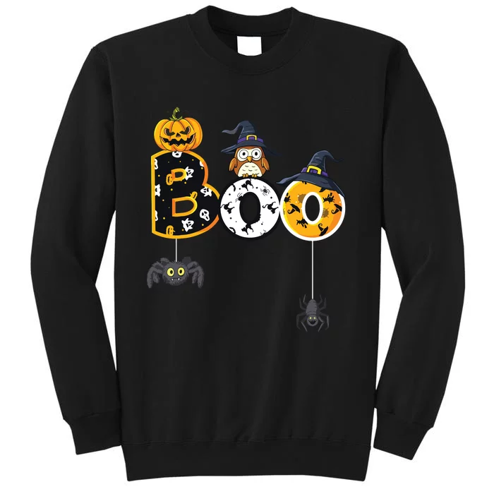 Halloween Boo Owl With Witch Hat Spiders Boy Girls Kids Tall Sweatshirt