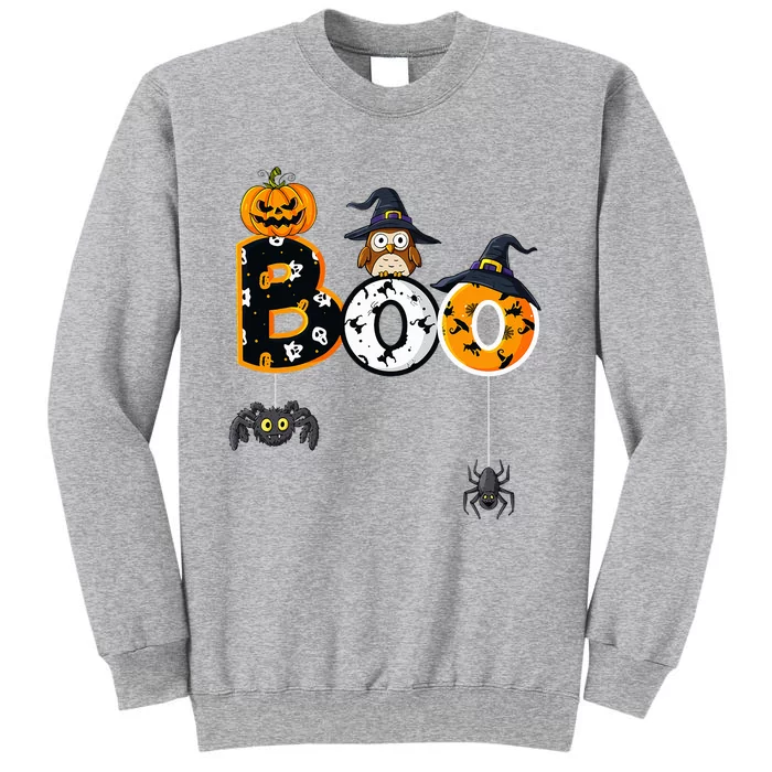 Halloween Boo Owl With Witch Hat Spiders Tall Sweatshirt