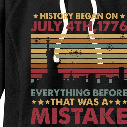 History Began On 1776 Celebrate 4th of July Freedom US Flag Women's Fleece Hoodie