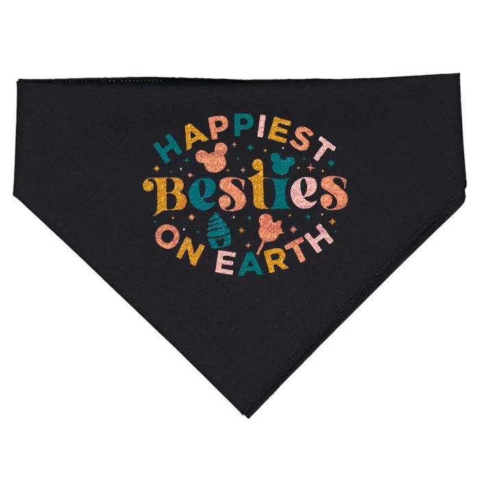 Happiest Besties On Earth Matching Family USA-Made Doggie Bandana