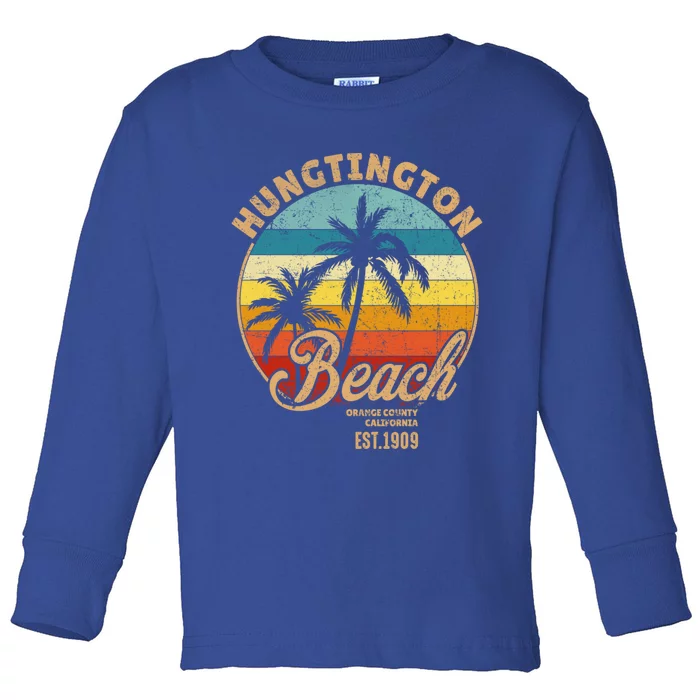 Huntington Beach Orange County California Design For Surfers Gift Toddler Long Sleeve Shirt