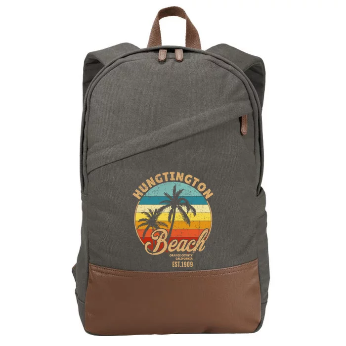 Huntington Beach Orange County California Design For Surfers Gift Cotton Canvas Backpack