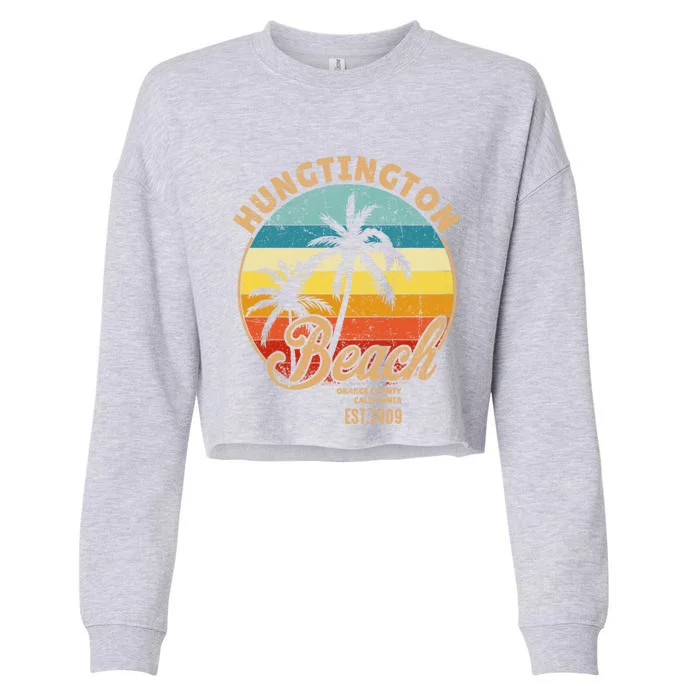 Huntington Beach Orange County California Design For Surfers Gift Cropped Pullover Crew