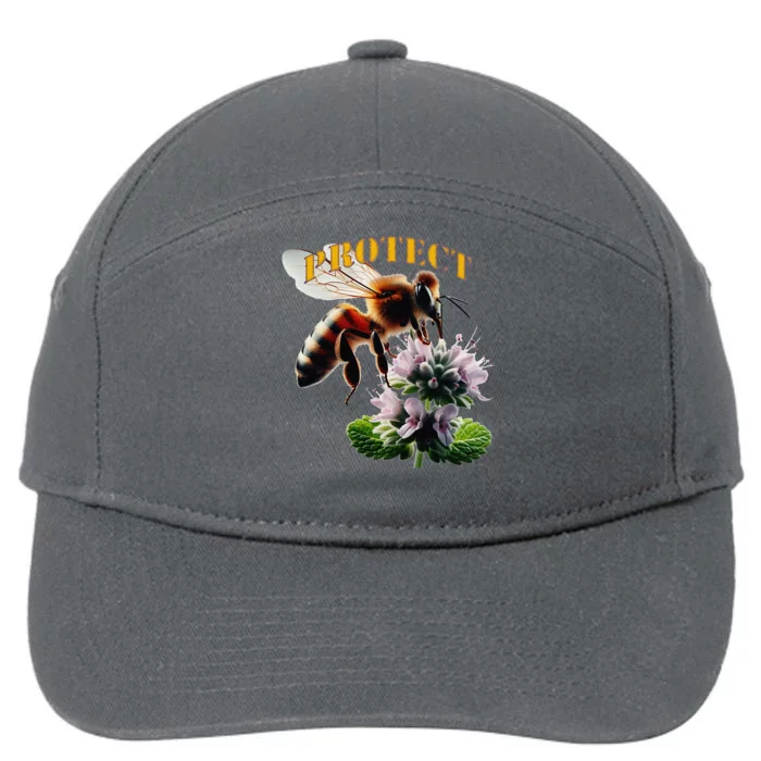 Honey Bee On Mint. Protect! 7-Panel Snapback Hat