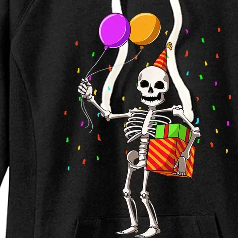 Halloween Birthday Party Outfit Skeleton Birthday Party Women's Fleece Hoodie