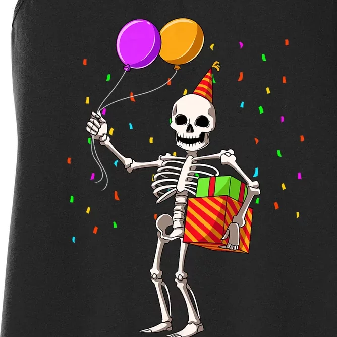 Halloween Birthday Party Outfit Skeleton Birthday Party Women's Racerback Tank