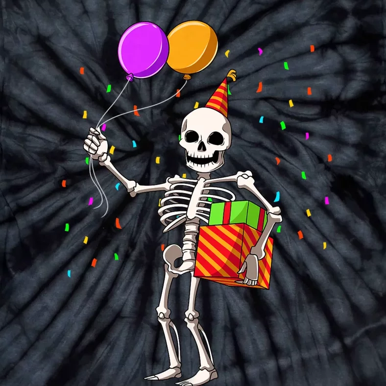 Halloween Birthday Party Outfit Skeleton Birthday Party Tie-Dye T-Shirt