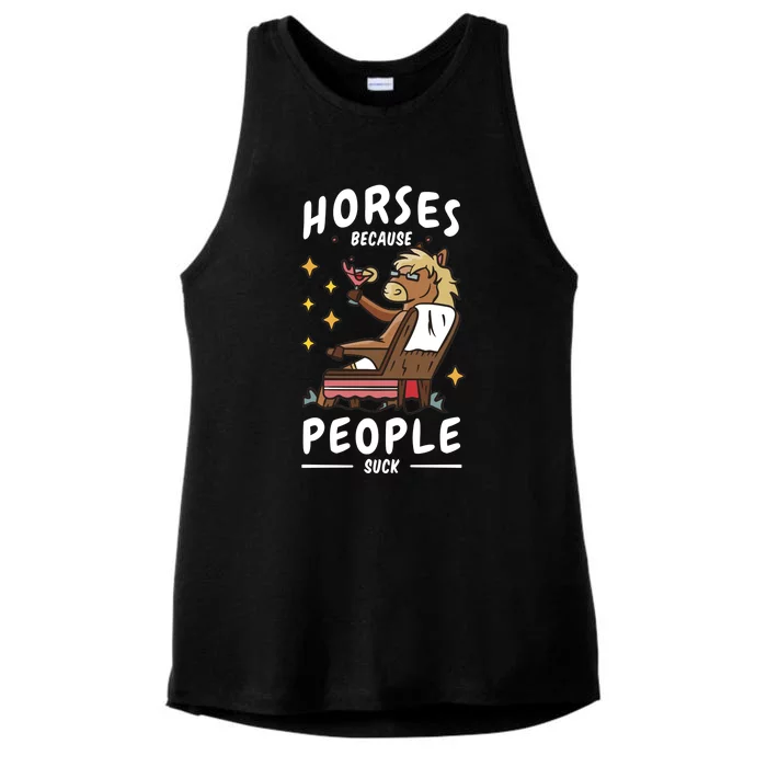 Horses Because People Suck Ladies Tri-Blend Wicking Tank