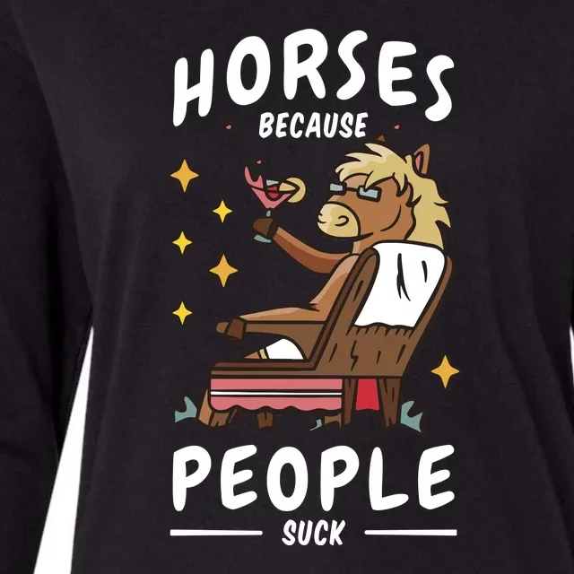 Horses Because People Suck Womens Cotton Relaxed Long Sleeve T-Shirt