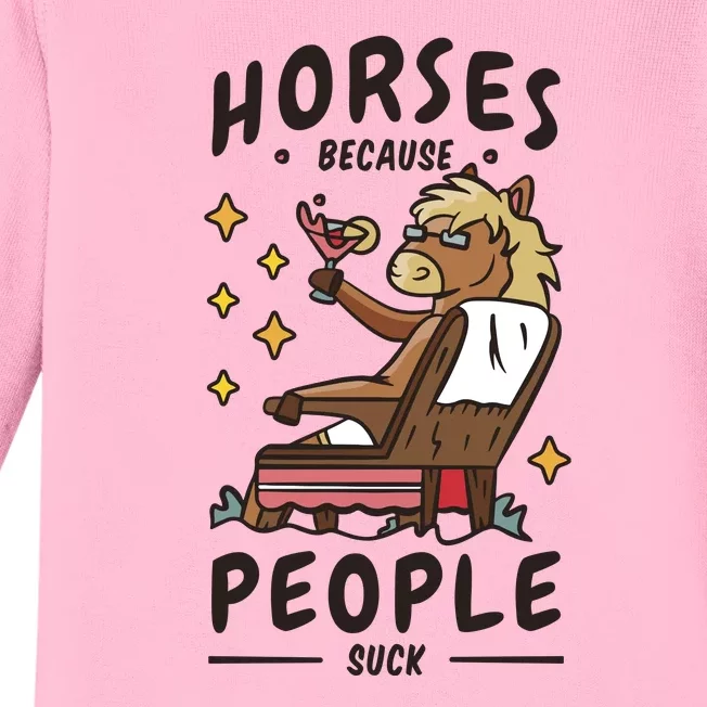 Horses Because People Suck Baby Long Sleeve Bodysuit