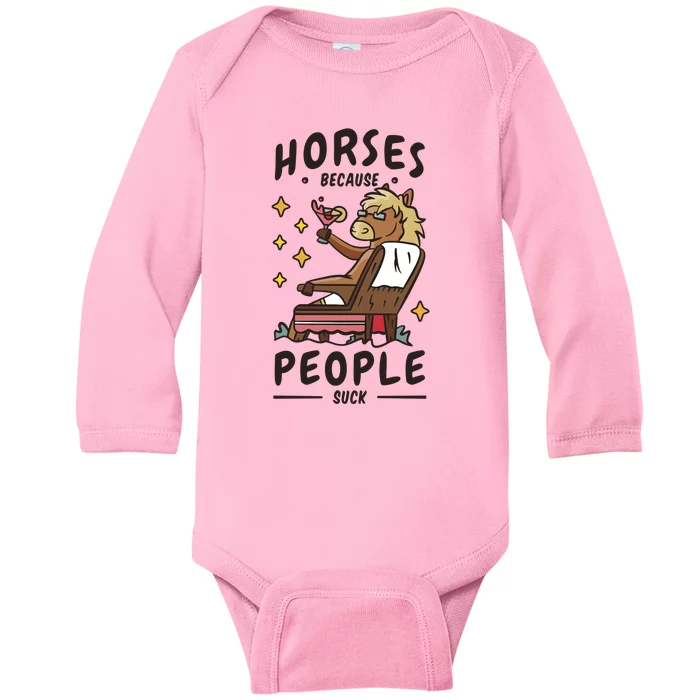 Horses Because People Suck Baby Long Sleeve Bodysuit