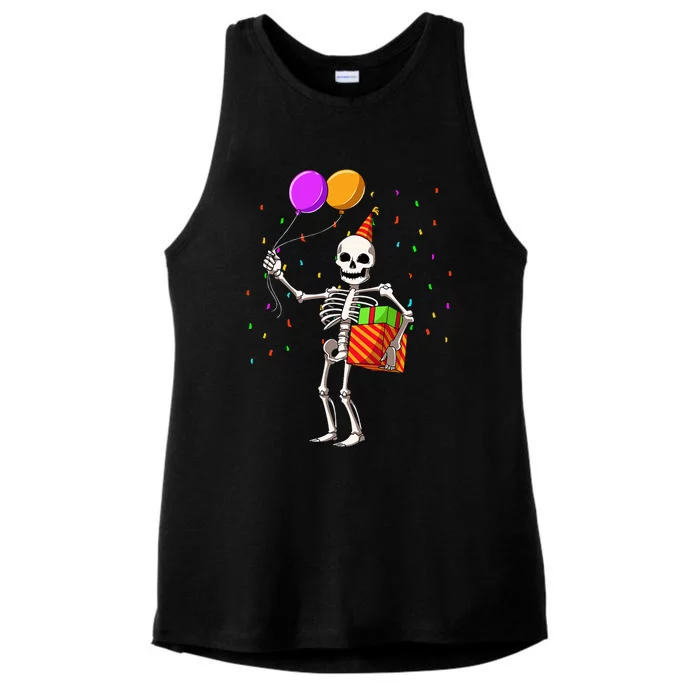 Halloween Birthday Party Outfit Skeleton Birthday Party Ladies Tri-Blend Wicking Tank