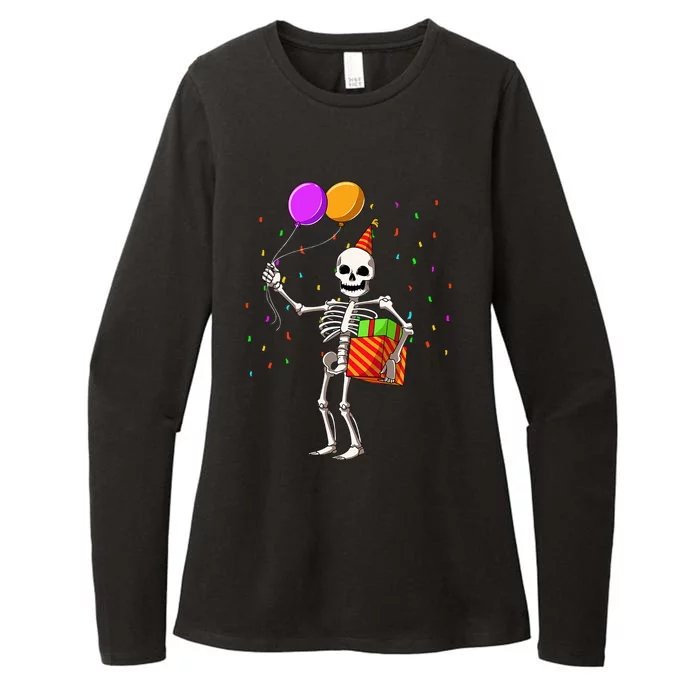 Halloween Birthday Party Outfit Skeleton Birthday Party Womens CVC Long Sleeve Shirt