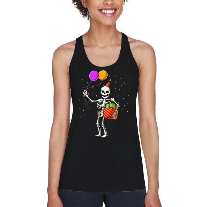 Halloween Birthday Party Outfit Skeleton Birthday Party Women's Racerback Tank