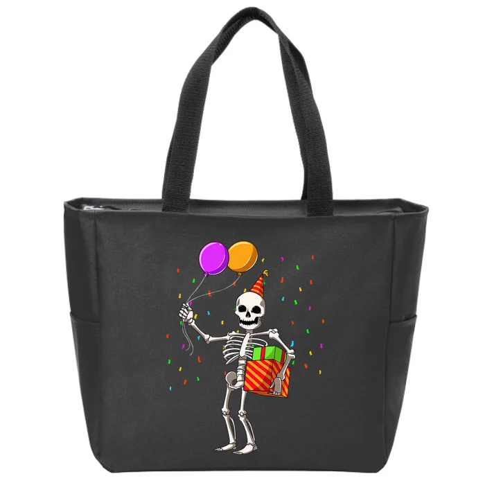 Halloween Birthday Party Outfit Skeleton Birthday Party Zip Tote Bag